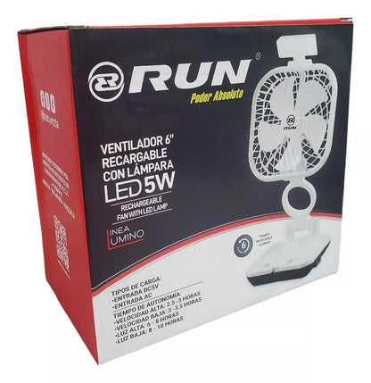 Ventilador Recargable Con Lámpara RUNLED