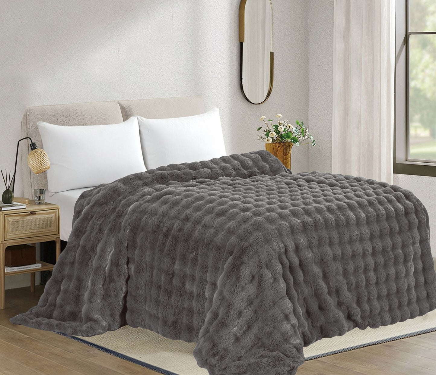 Cobija Piel de Conejo Ovejera King